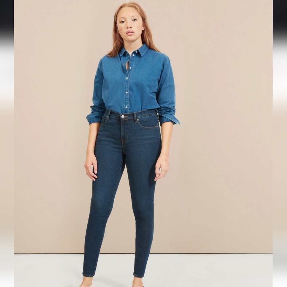 NWOT Everlane The Mid-Rise Skinny Jean Size 30 Tall Dark Wash